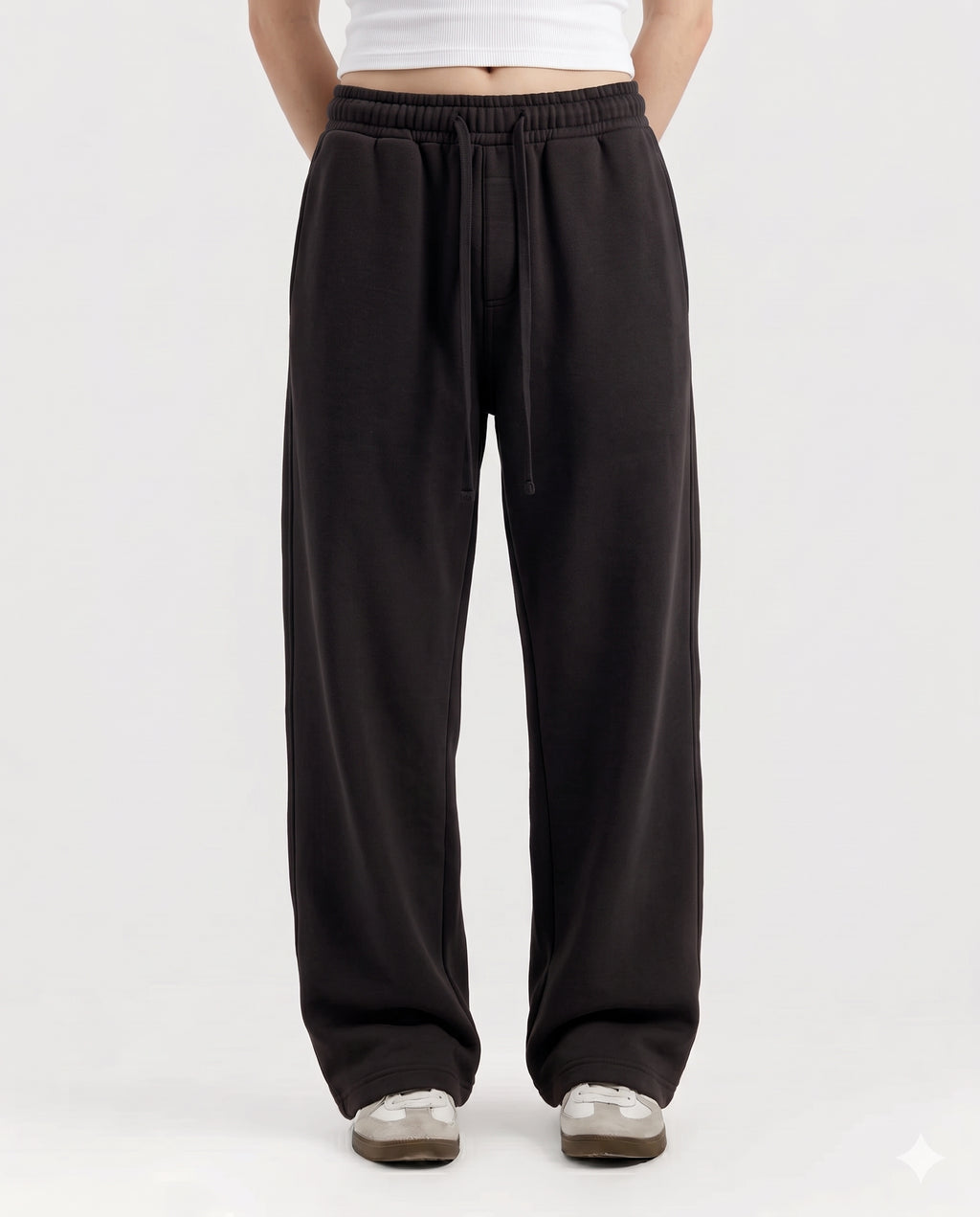 Cotton Fleece Plain Straight Fit Black Trouser