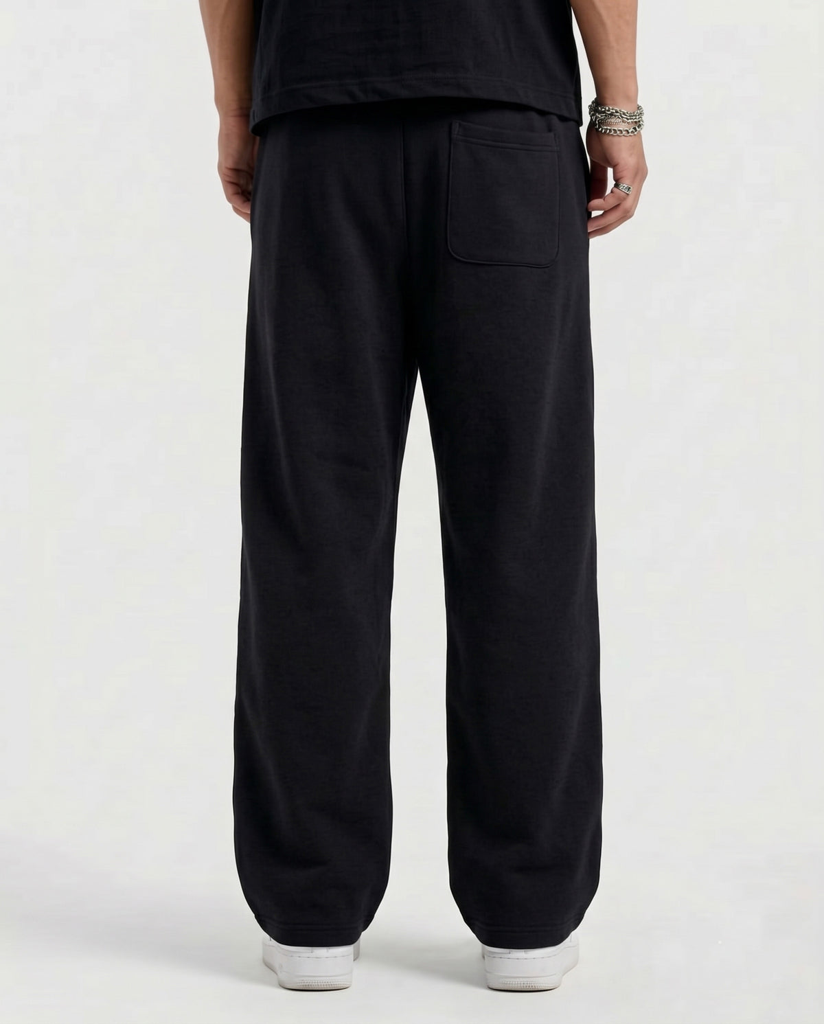 Pannel Cotton Fleece Trouser Black and White