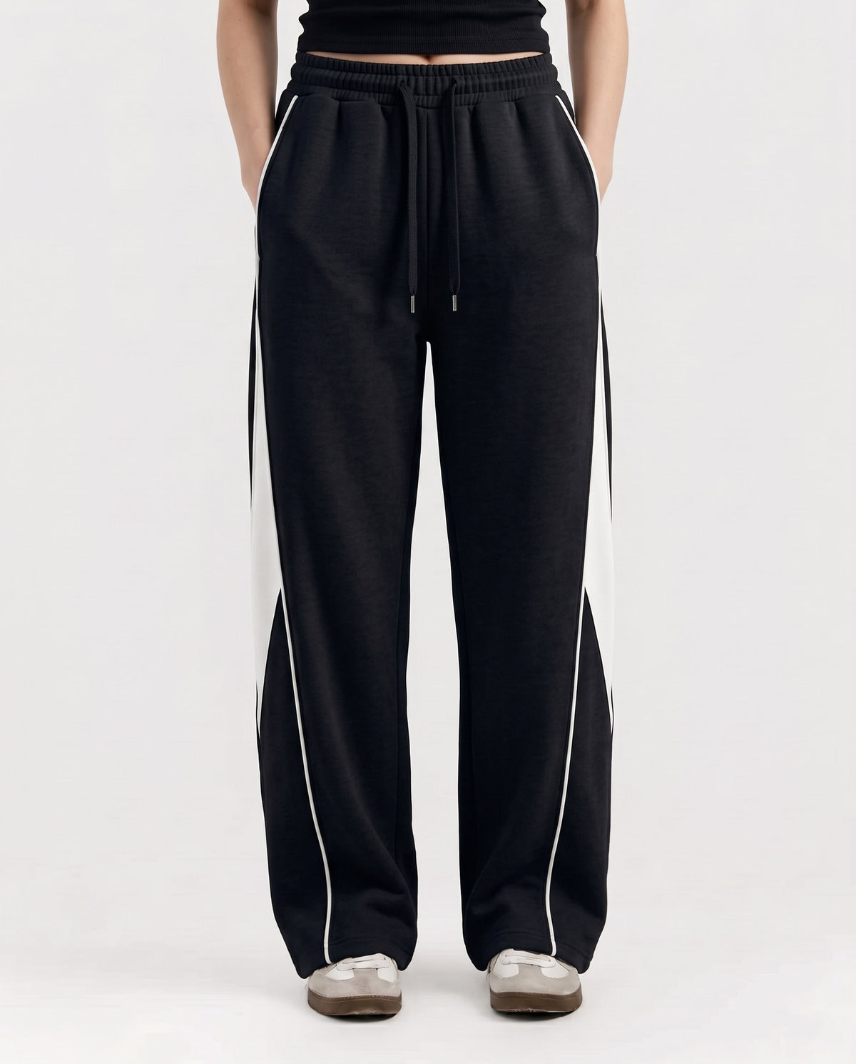 Pannel Cotton Fleece Trouser Black and White