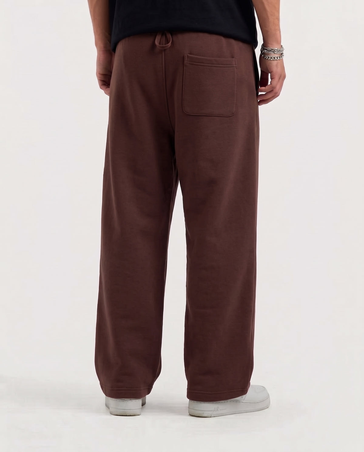 Choco Brown Front Strip Cotton Fleeece Trouser