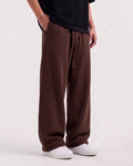 Cotton Fleece Plain Straight Fit Dark Brown Trouser