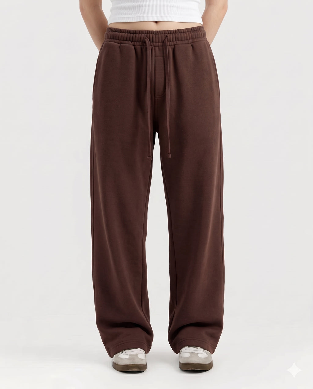 Cotton Fleece Plain Straight Fit Dark Brown Trouser