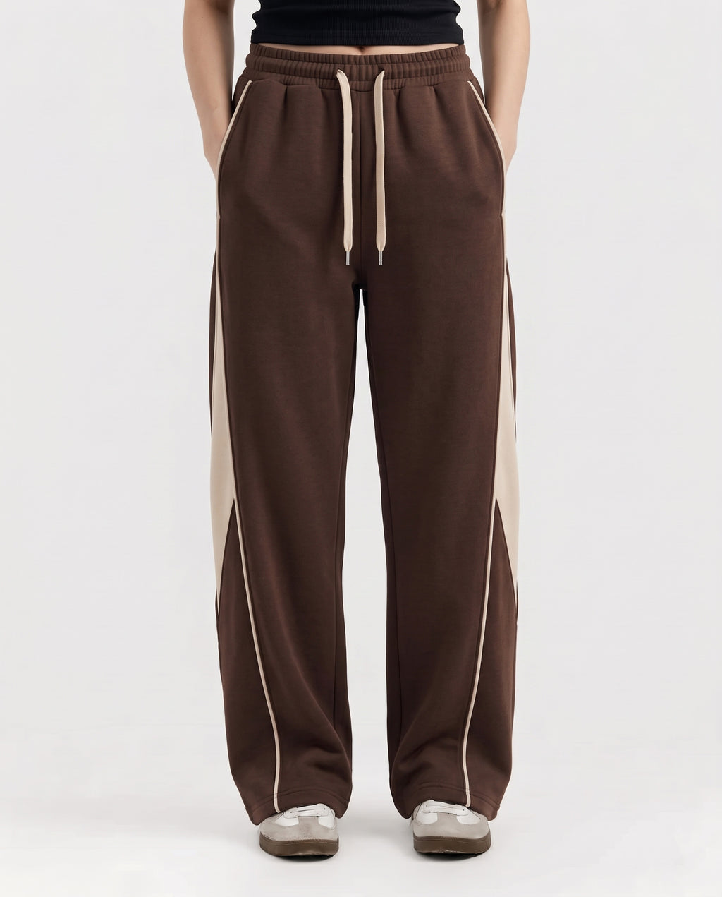Pannel Cotton Fleece Trouser Brown and Beige