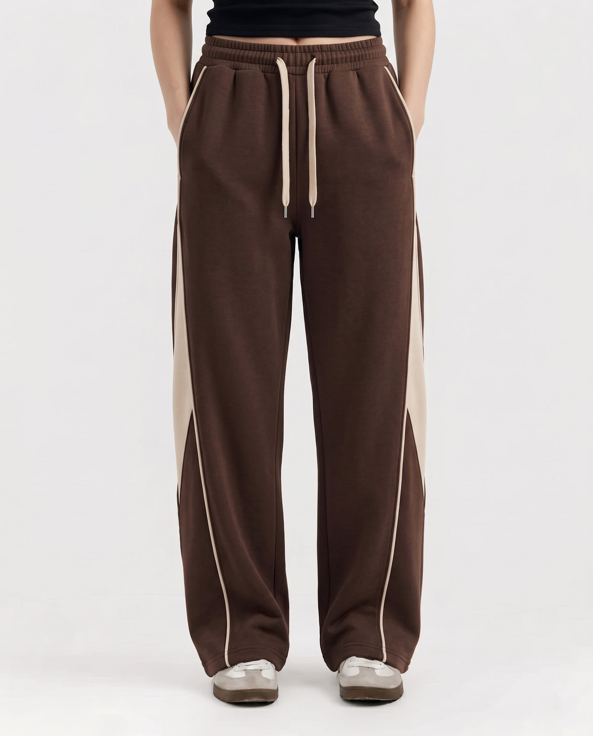 Pannel Cotton Fleece Trouser Brown and Beige