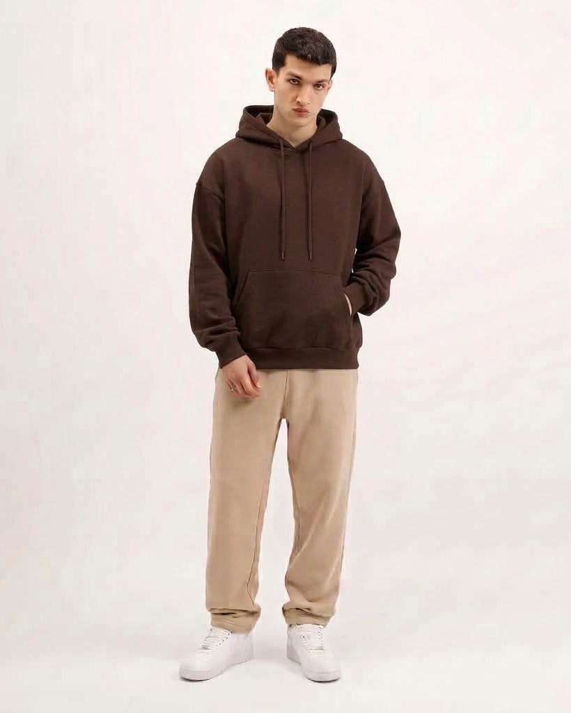 Classic Plain Hoodie Choco Brown