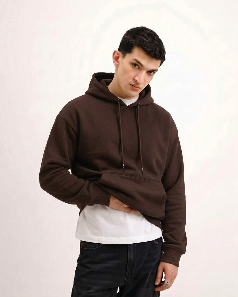 Classic Plain Hoodie Choco Brown