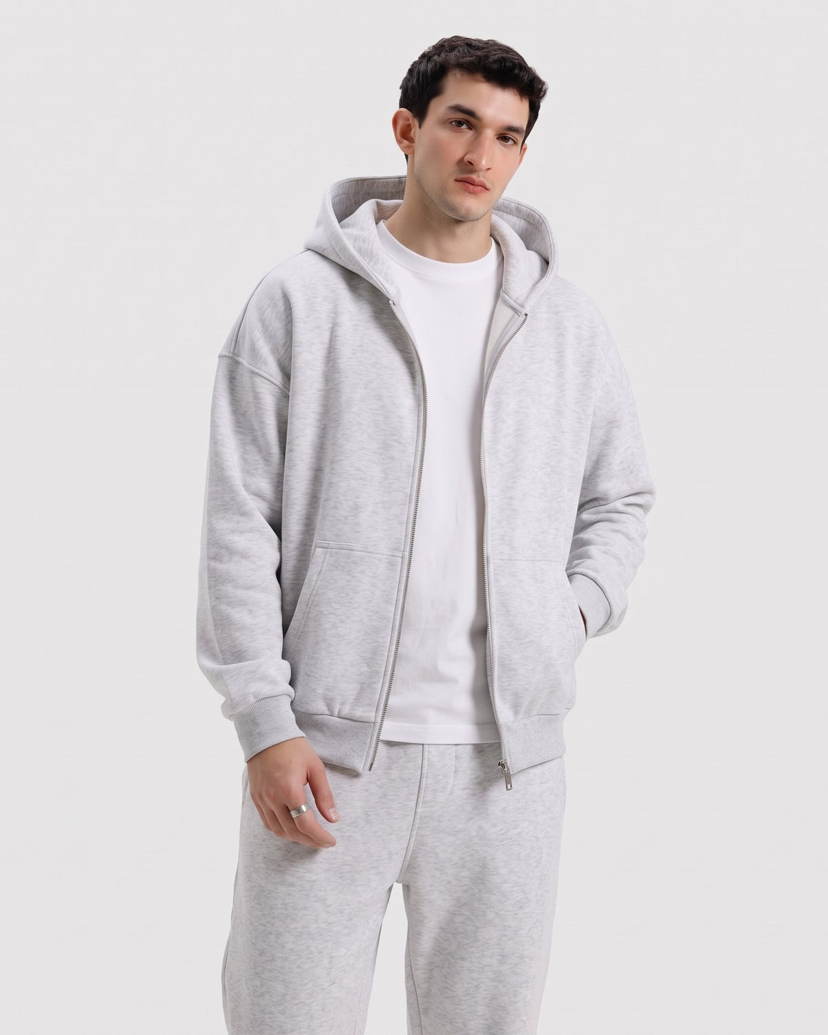 Classic Heather Grey Co-ord Set With Hoodie