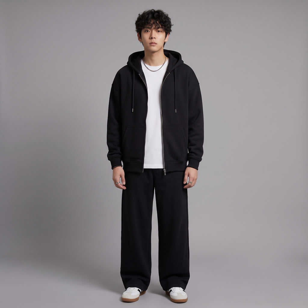 Classic Black Co-ord Set With Hoodie