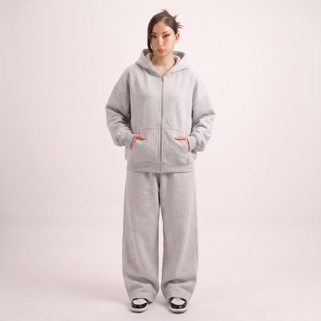 Classic Heather Grey Co-ord Set With Hoodie