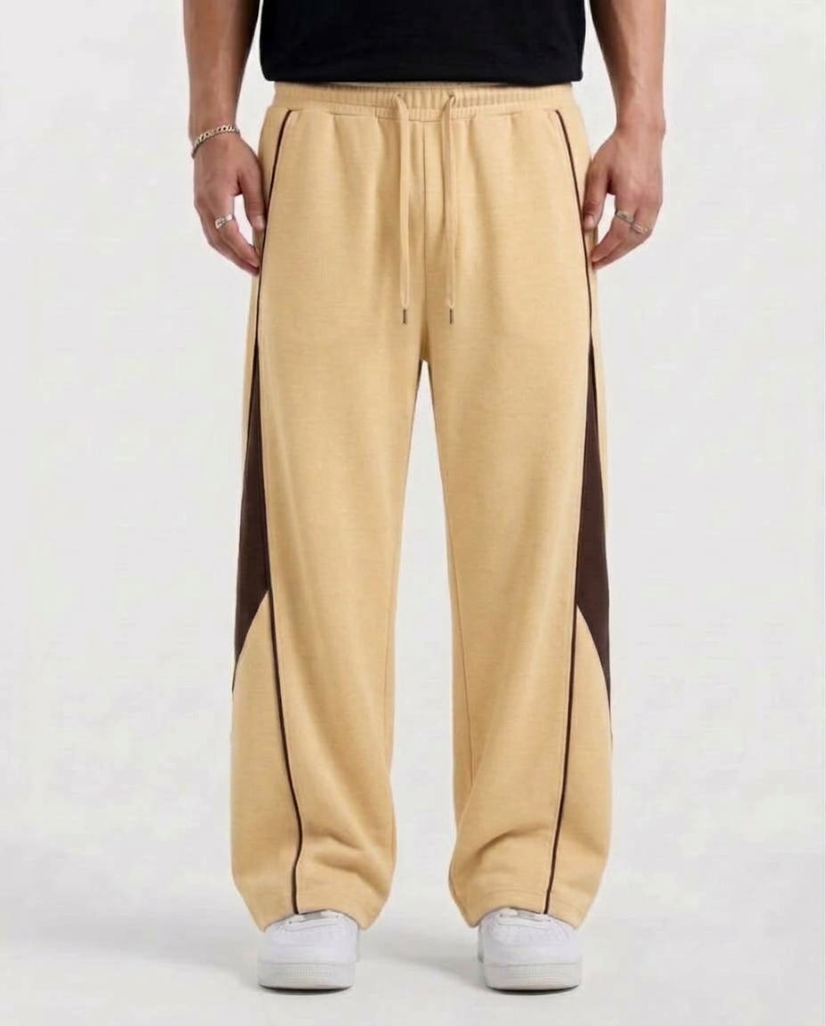 Pannel Cotton Fleece Trouser Beige and Brown