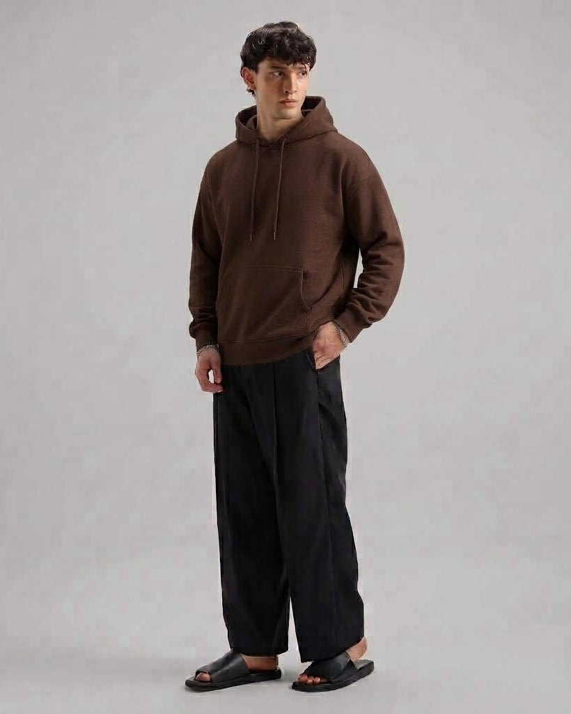 Classic Plain Hoodie Choco Brown