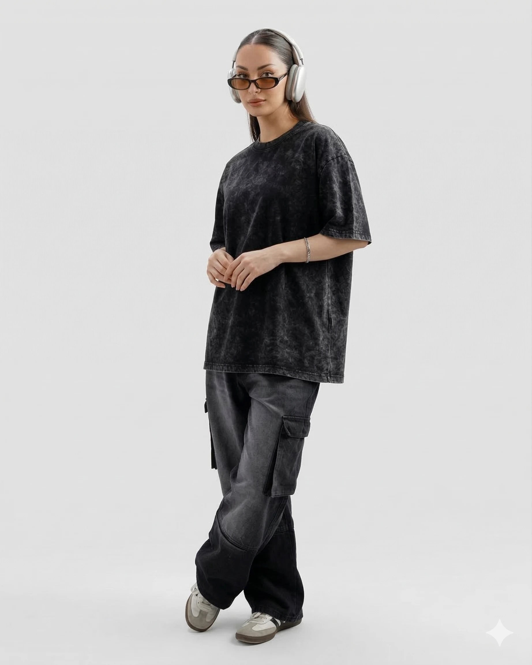 Acid Wash Black Oversized Tee