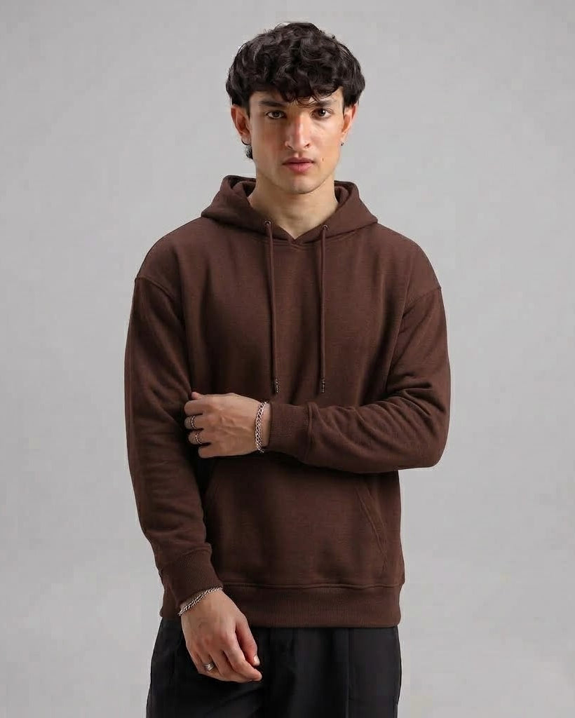 Classic Plain Hoodie Choco Brown