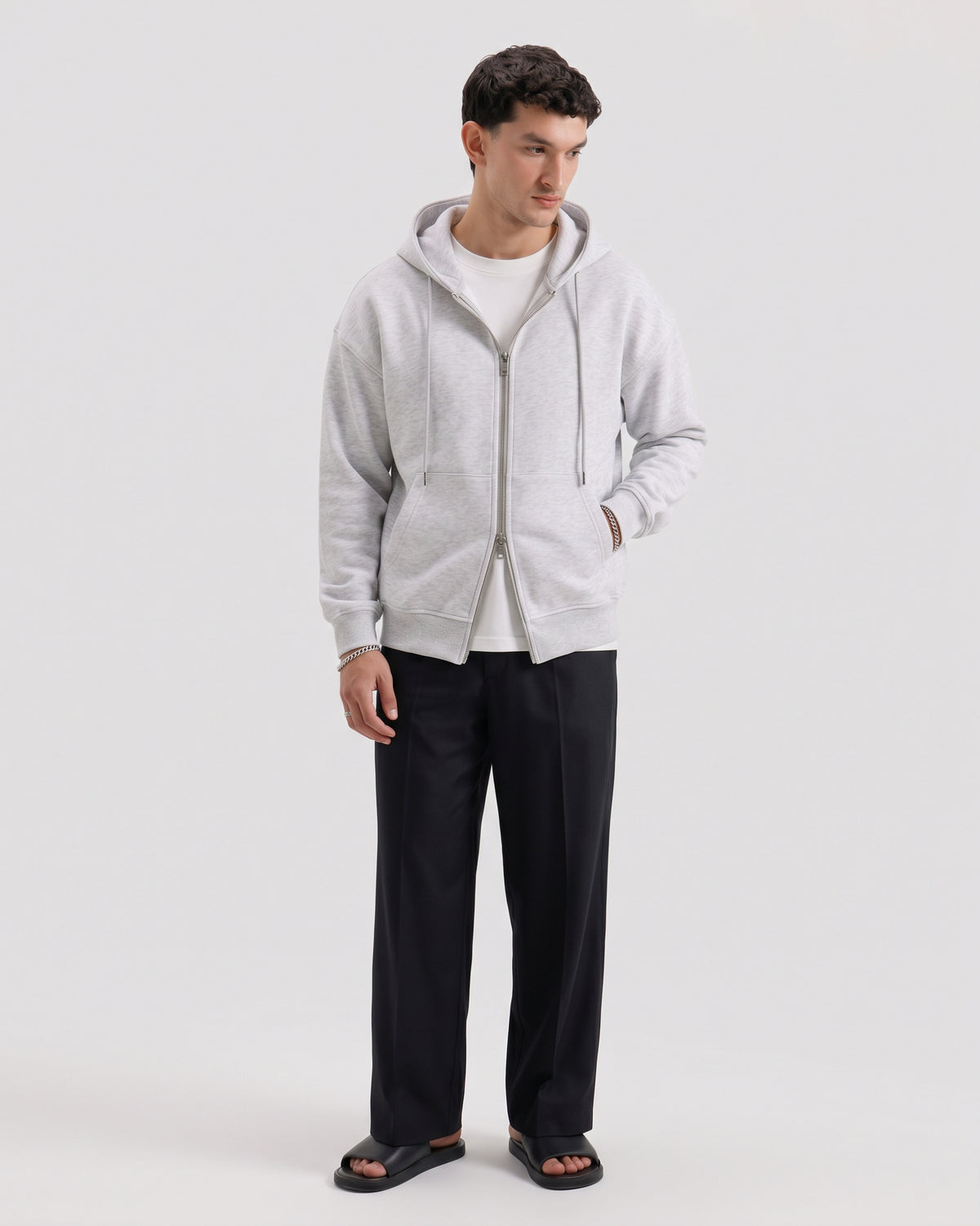 Classic Heather Grey Dual Zipper