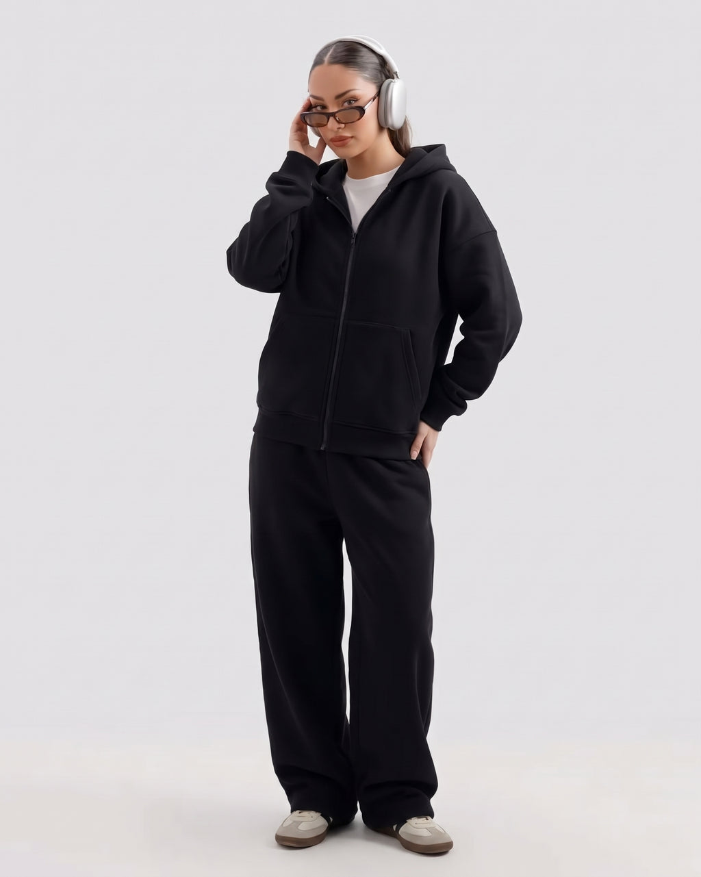 Classic Black Co-ord Set With Hoodie