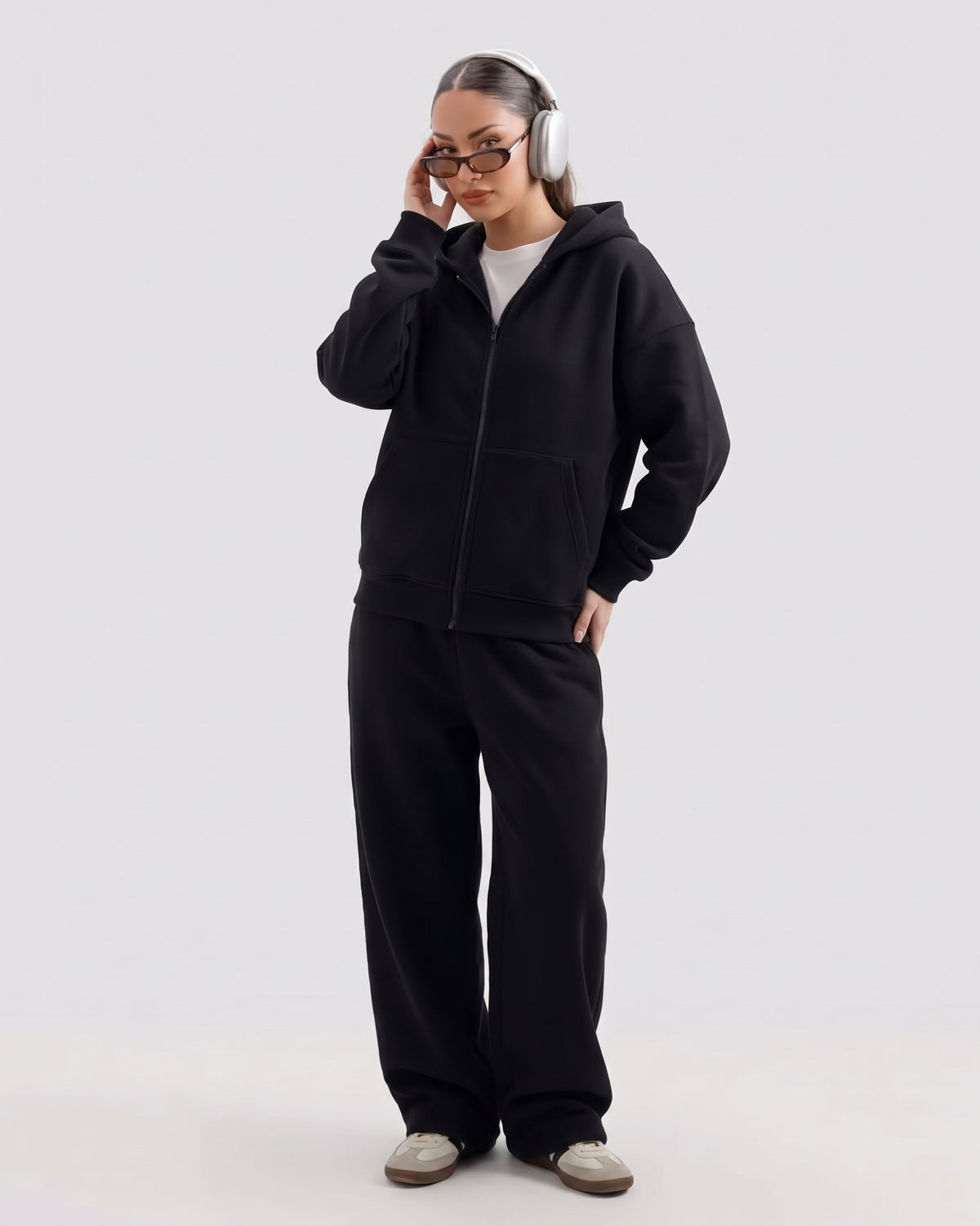Classic Black Co-ord Set With Hoodie