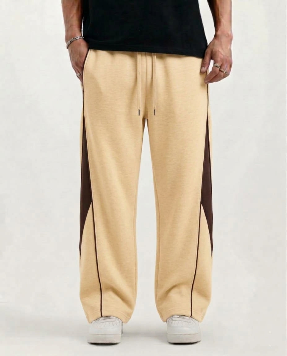 Pannel Cotton Fleece Trouser Beige and Brown
