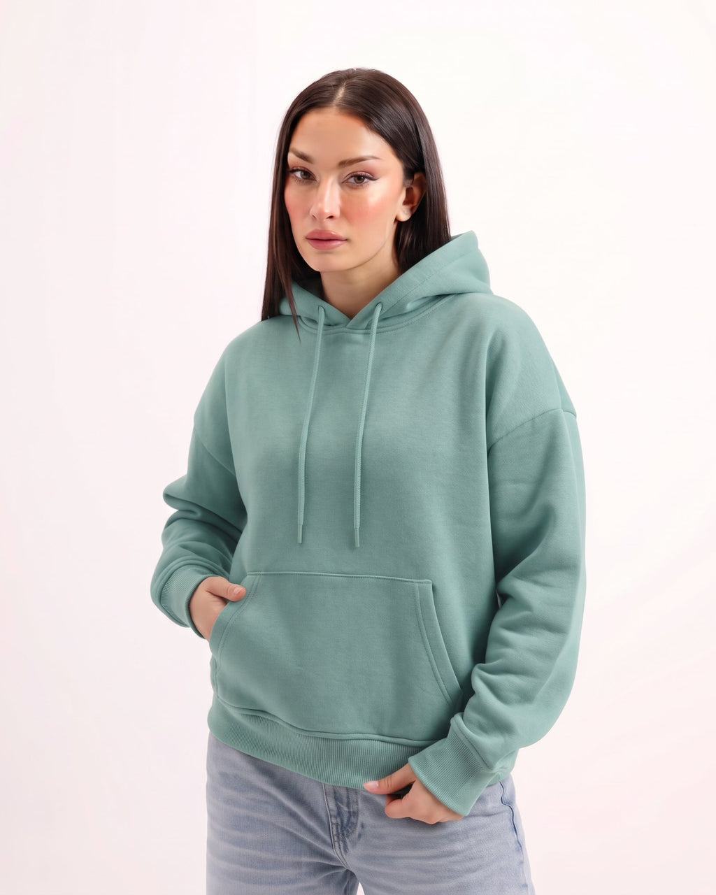Classic Plain Hoodie Sea Green