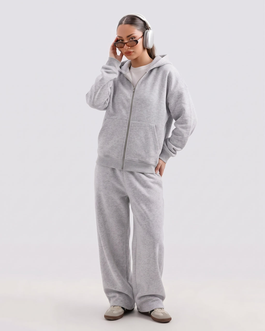 Classic Heather Grey Co-ord Set With Hoodie
