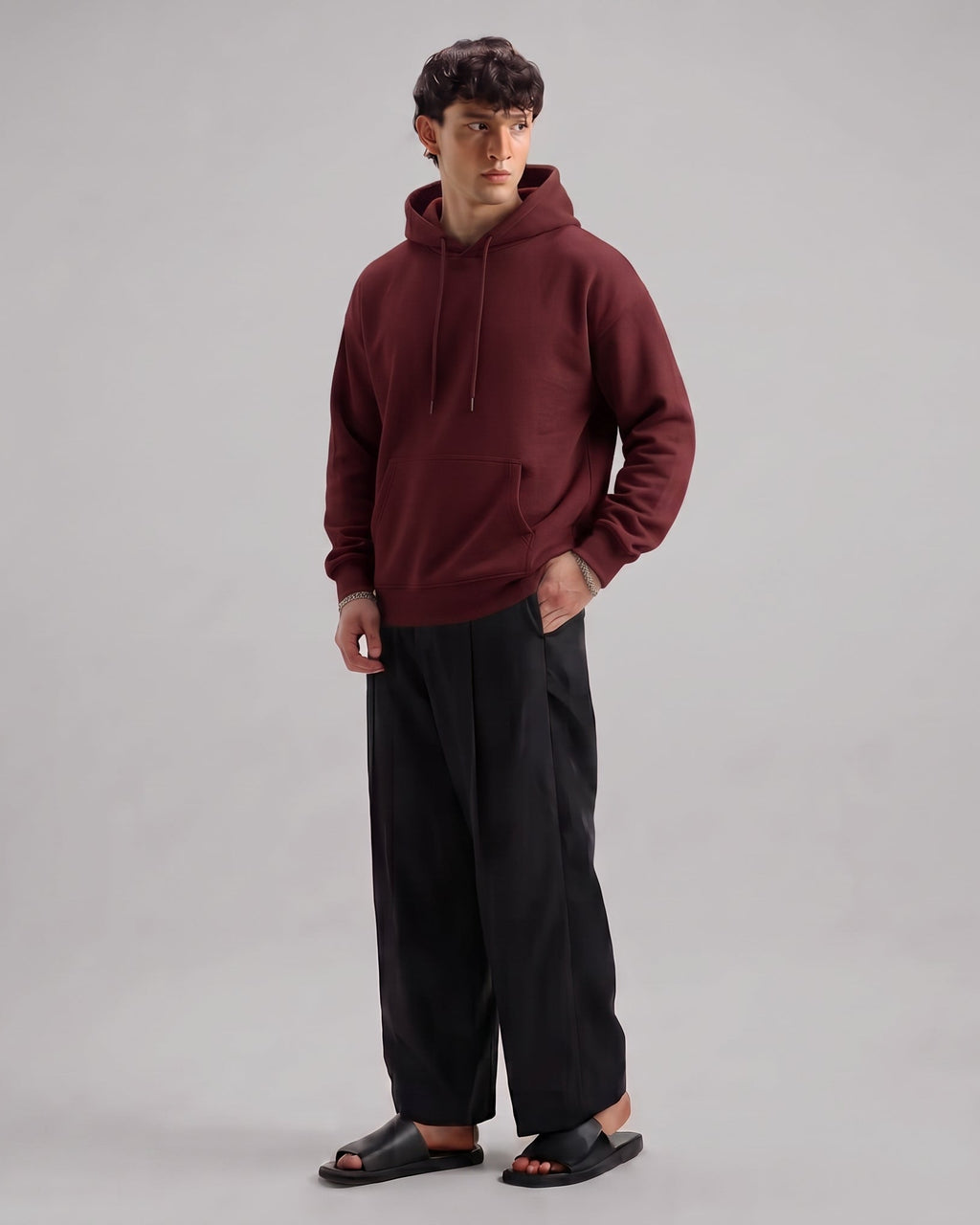 Classic Plain Hoodie Mehroon