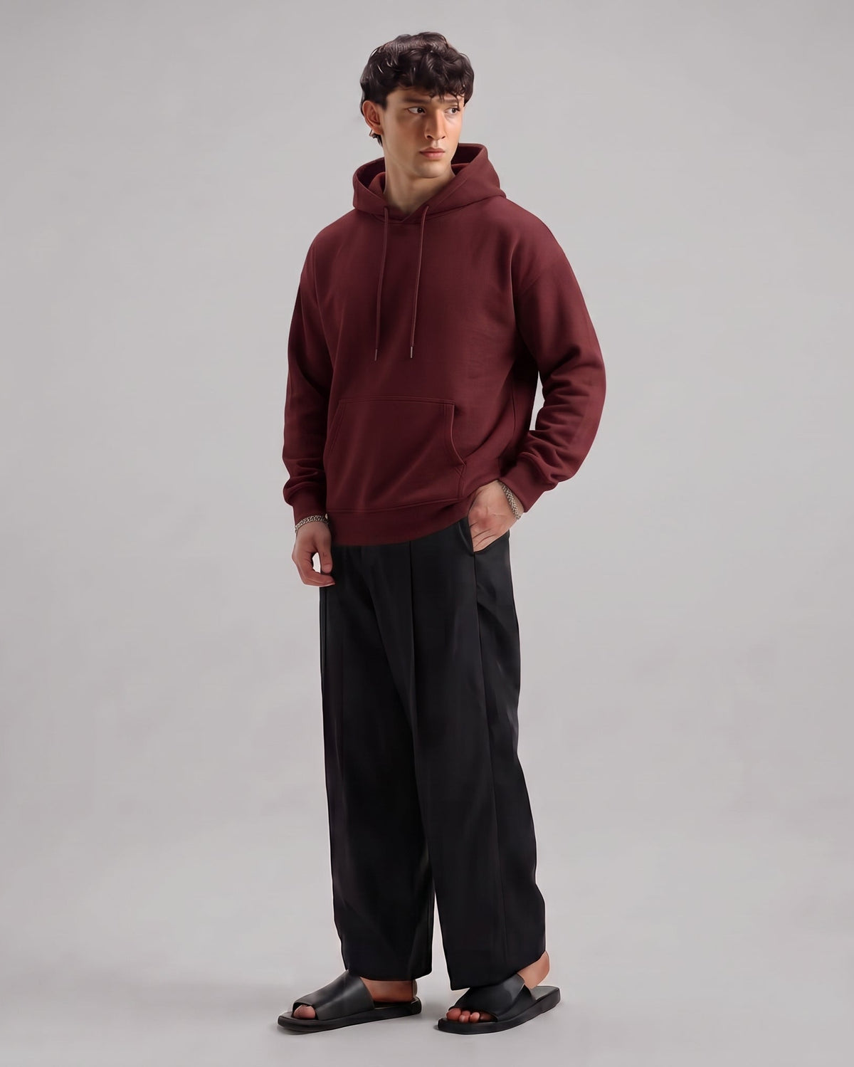 Classic Plain Hoodie Mehroon