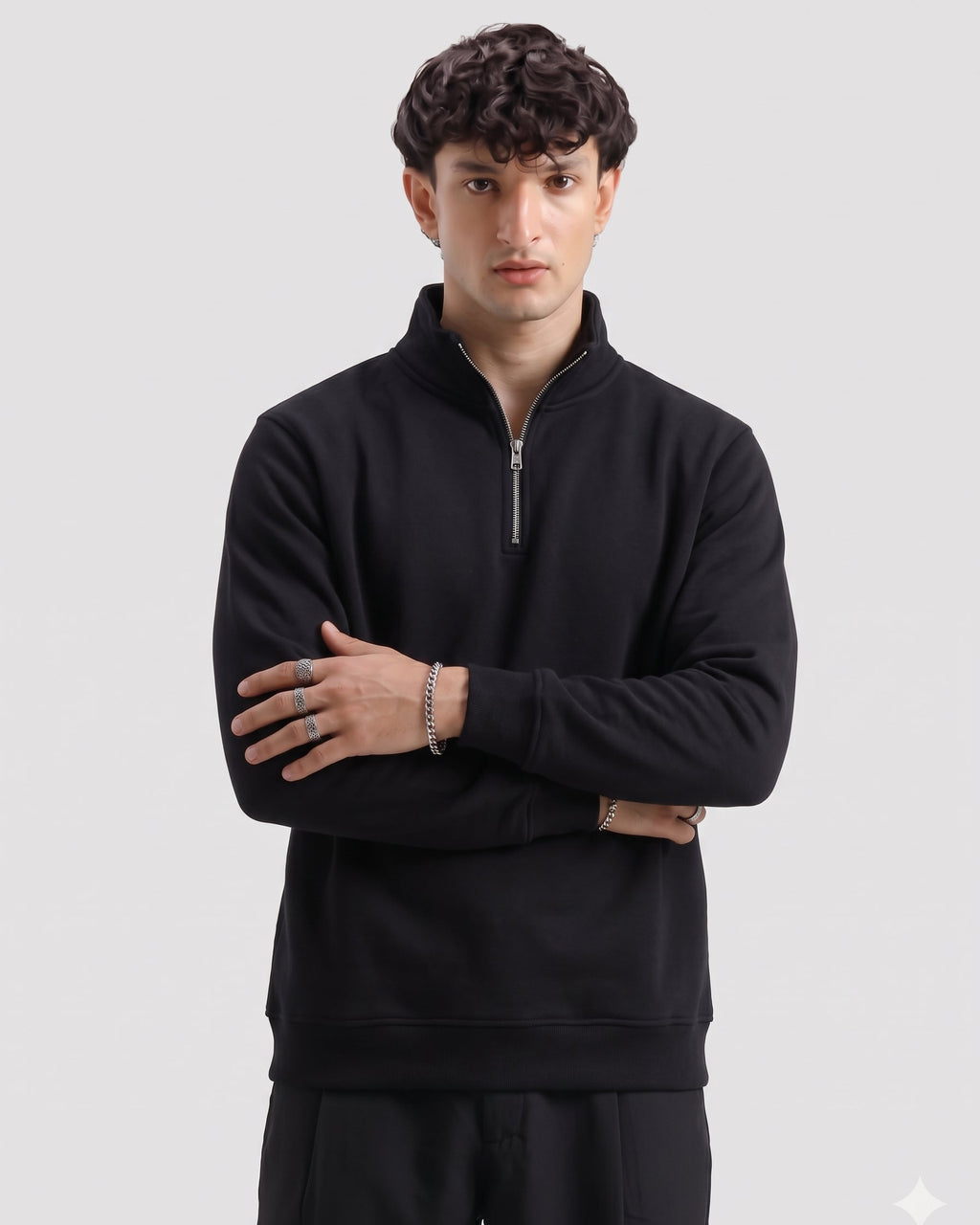 Classic Quater Zipper Black