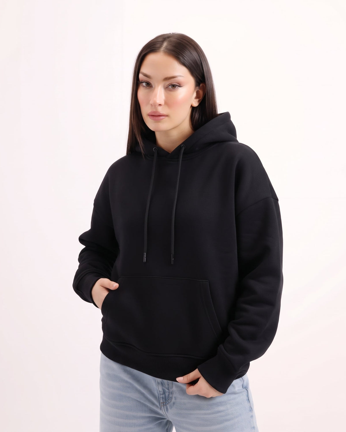 Classic Plain Hoodie Black
