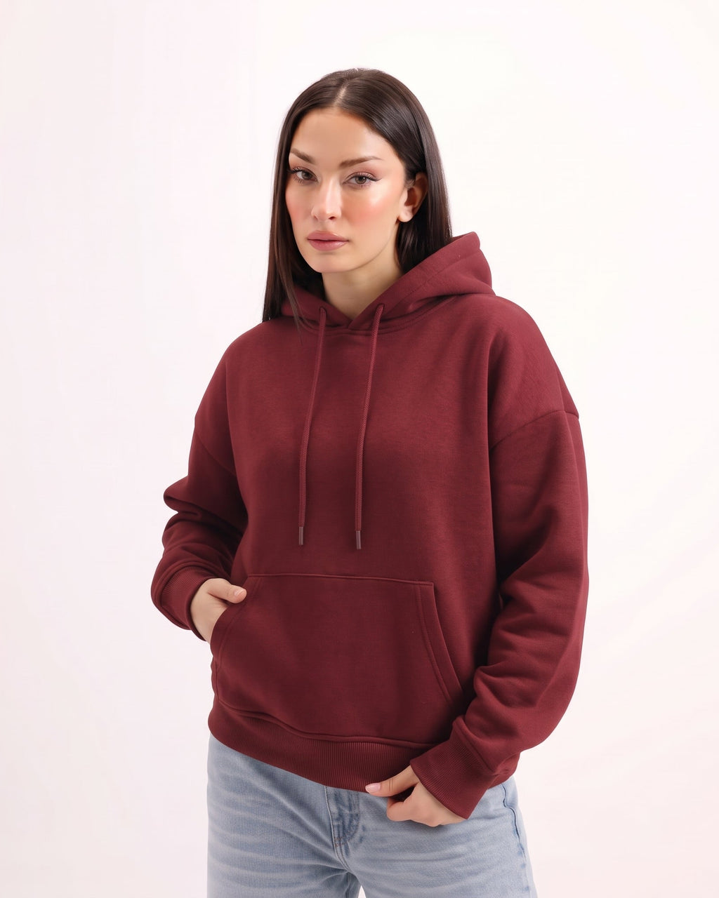 Classic Plain Hoodie Mehroon
