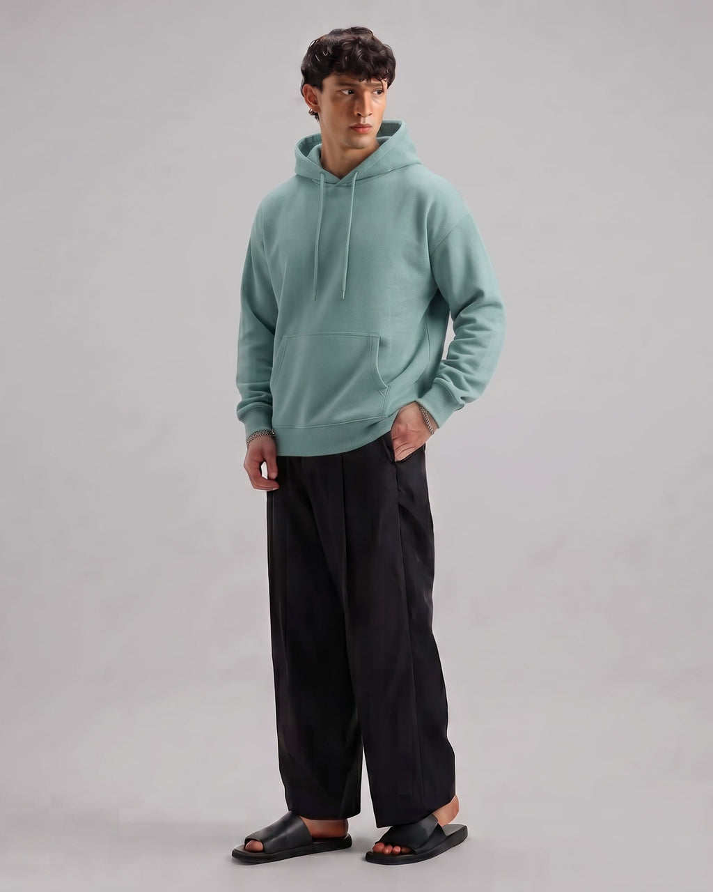Classic Plain Hoodie Sea Green