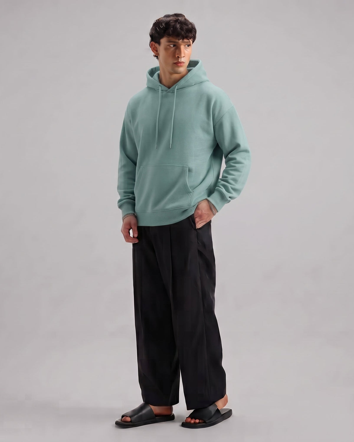 Classic Plain Hoodie Sea Green