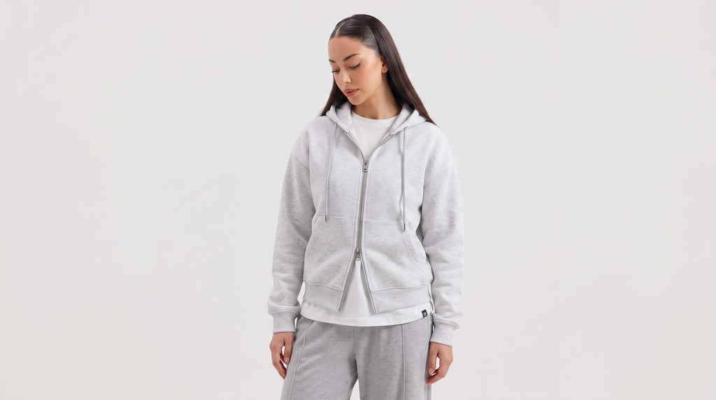 Classic Heather Grey Dual Zipper