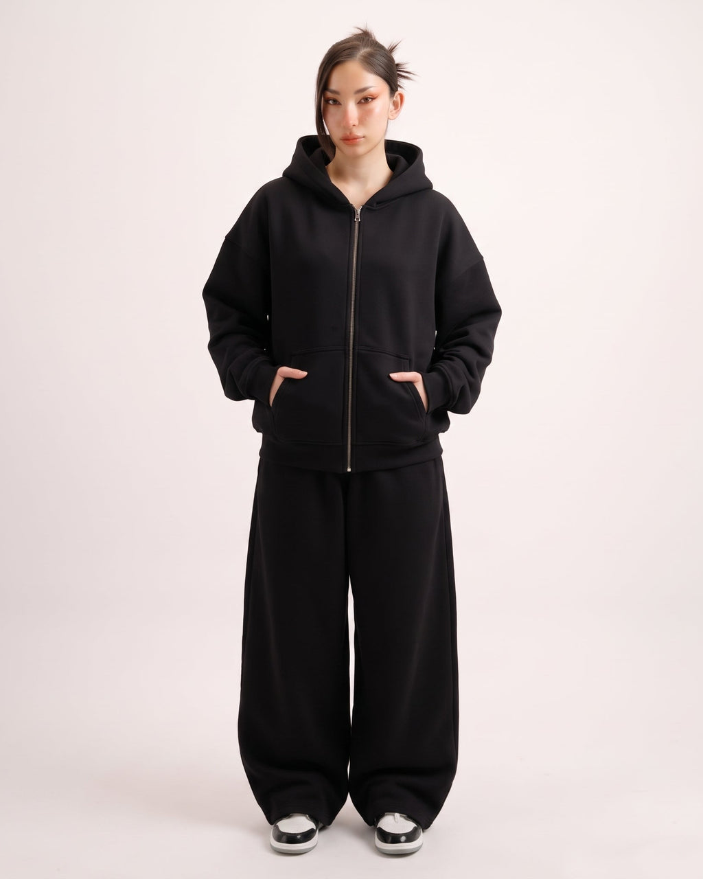 Classic Black Co-ord Set With Hoodie