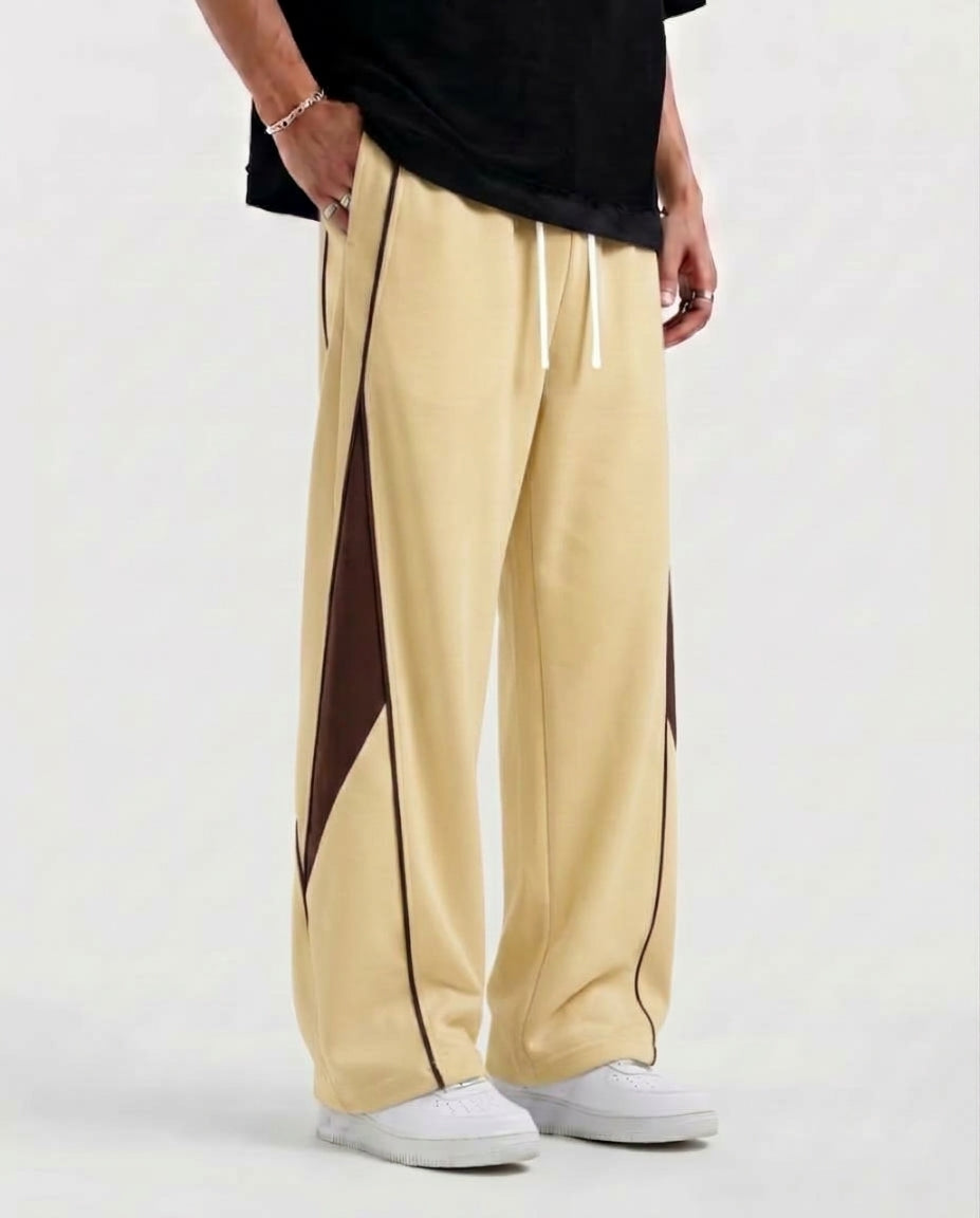 Pannel Cotton Fleece Trouser Beige and Brown