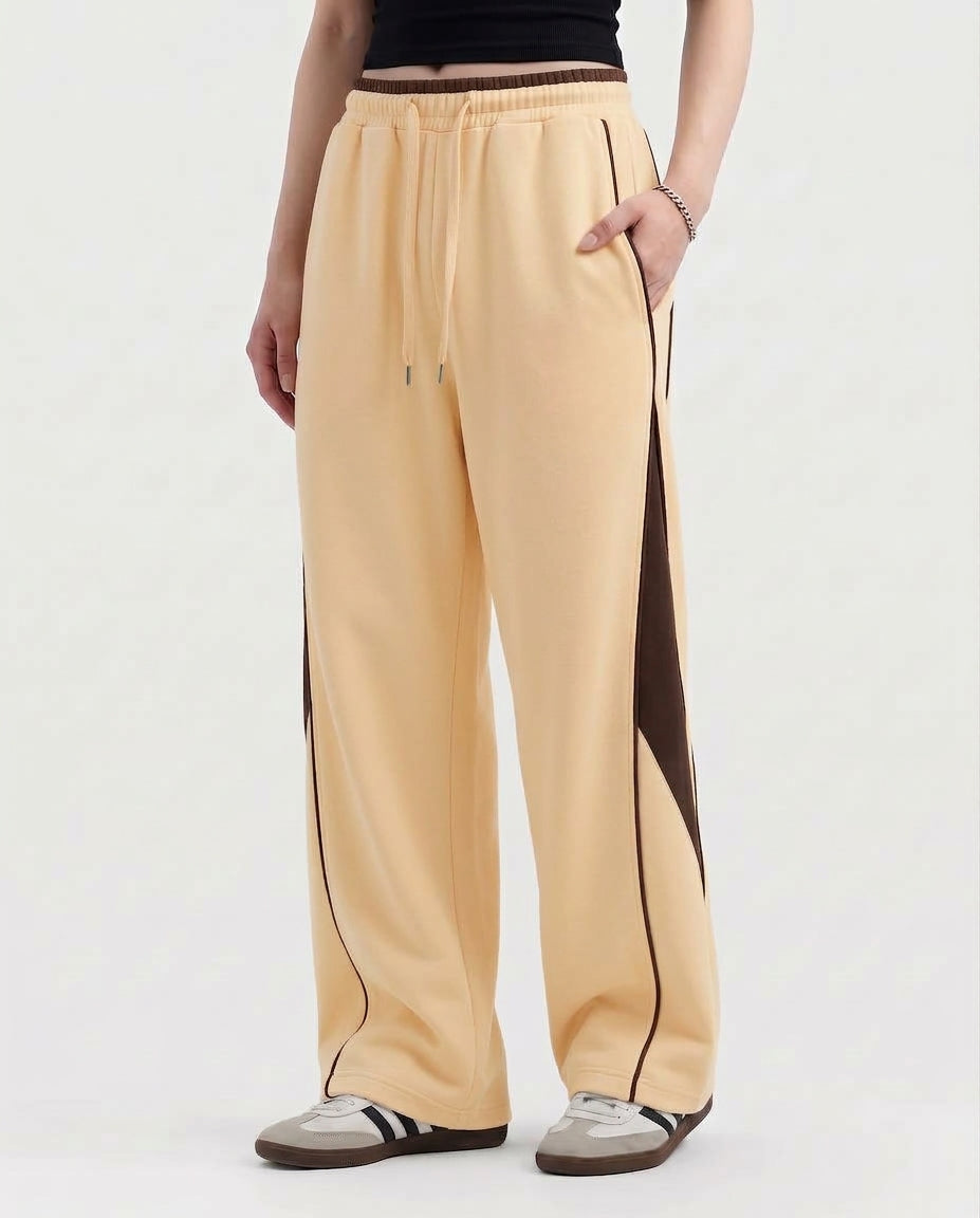 Pannel Cotton Fleece Trouser Beige and Brown