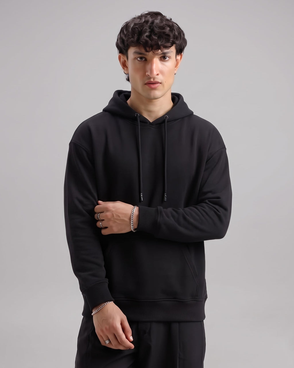 Classic Plain Hoodie Black