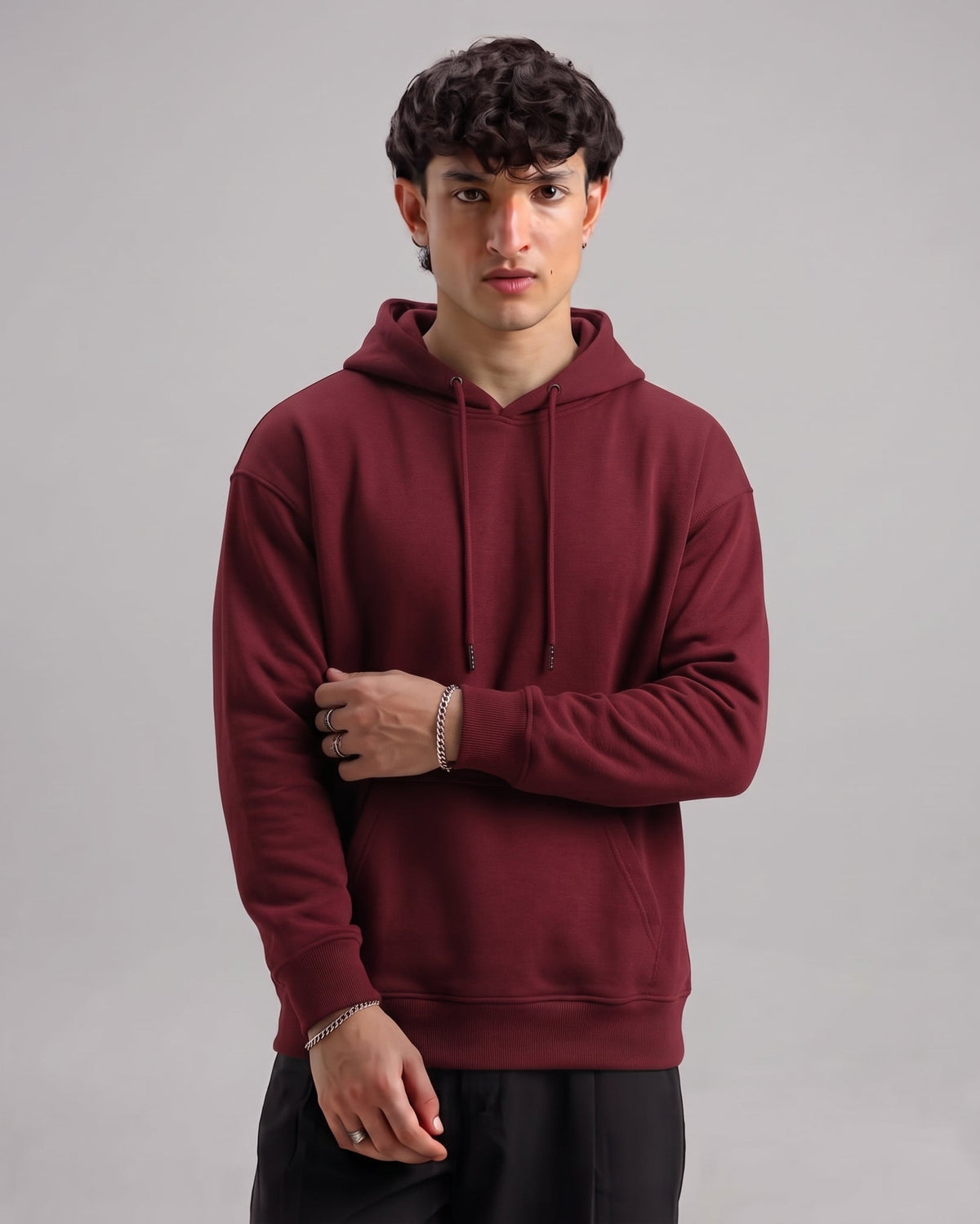 Classic Plain Hoodie Mehroon