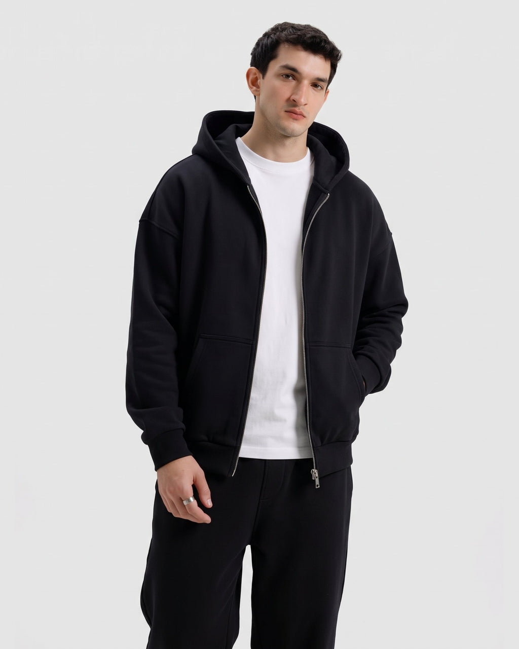 Classic Black Co-ord Set With Hoodie