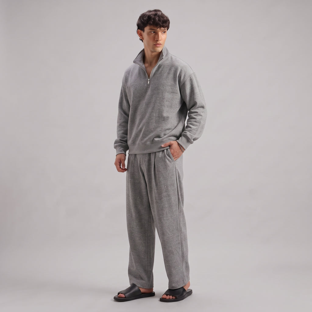 Classic Quater Zipper Heather Grey