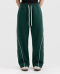Piping Cotton Fleece Baggy Dark Green Trouser