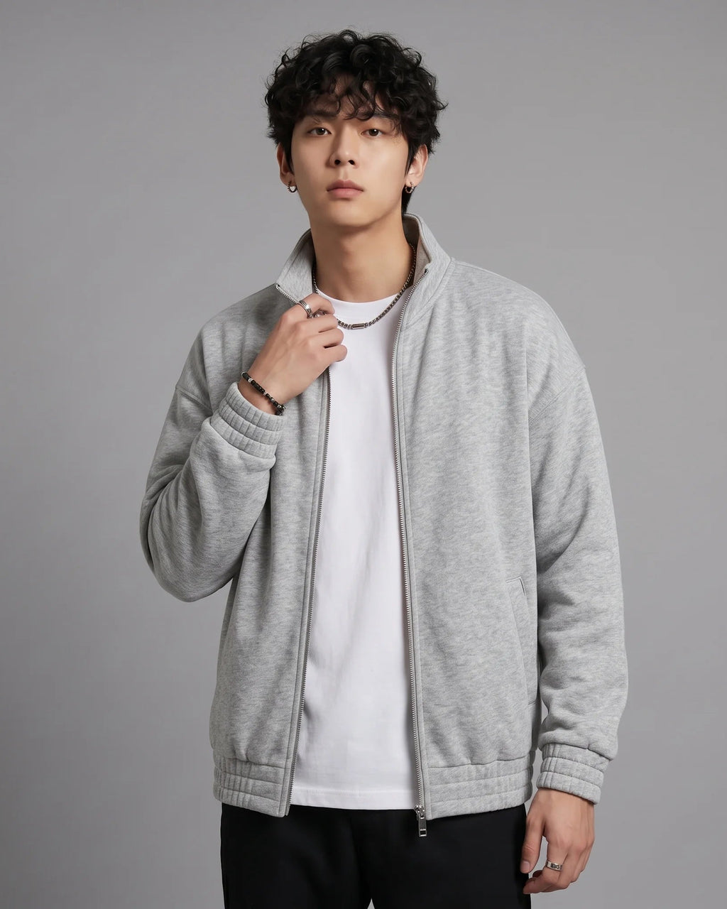 Classic Grey Zipper Without Hood