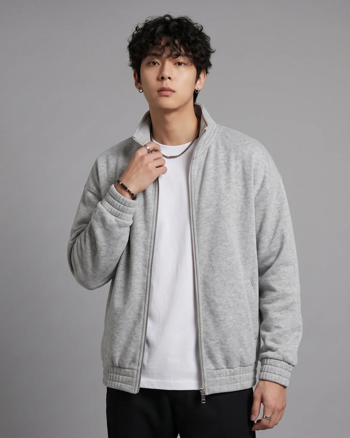 Classic Grey Zipper Without Hood