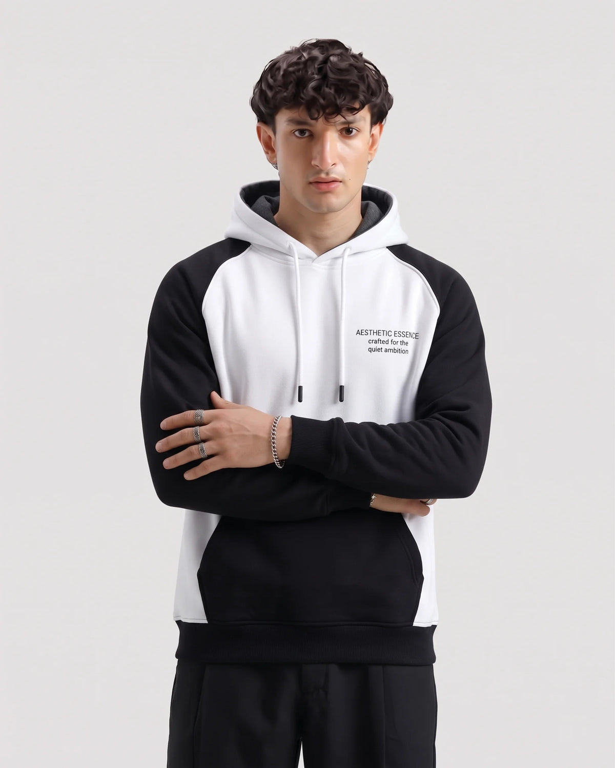 Raglon Essential Hoodie Black and White