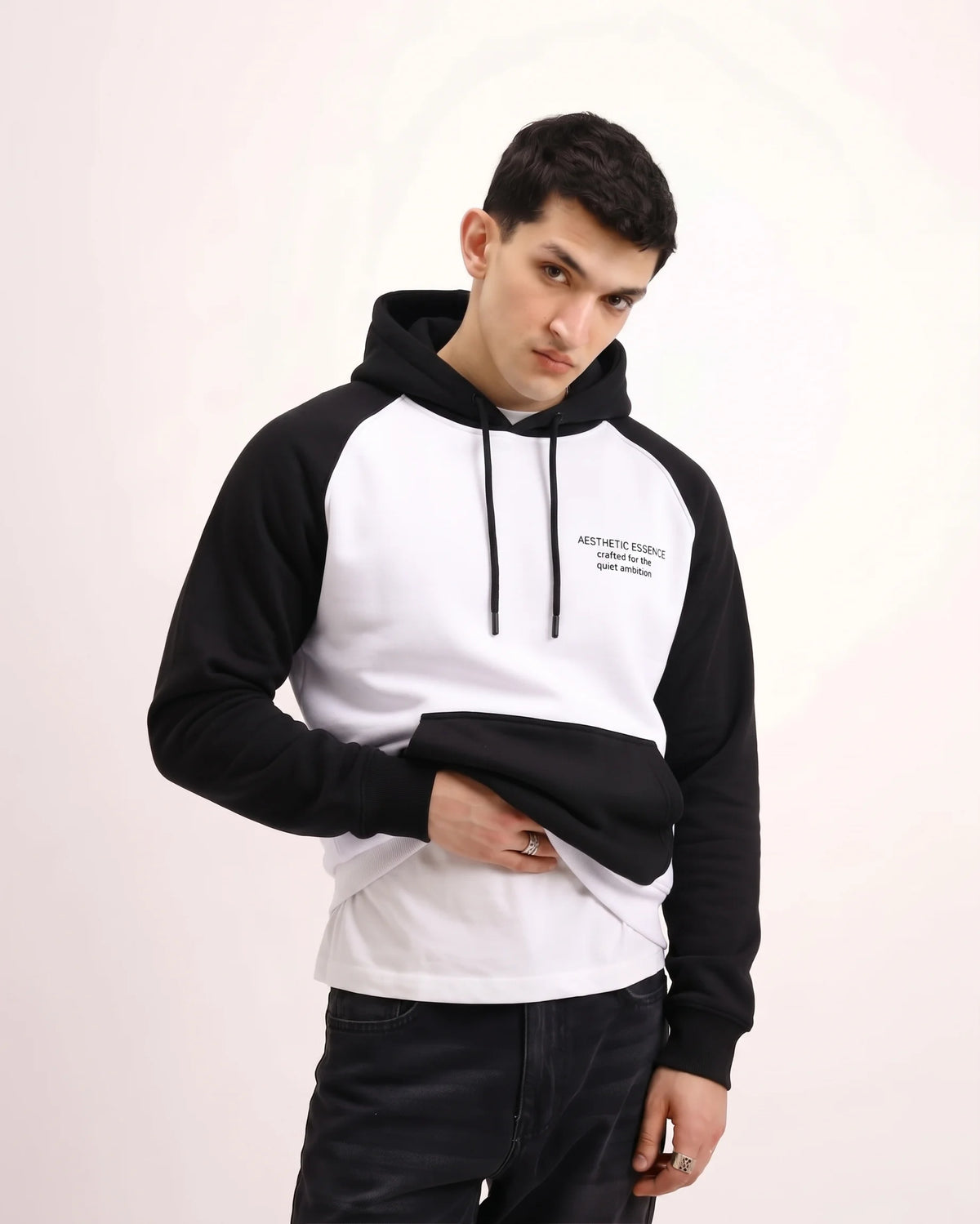 Raglon Essential Hoodie Black and White