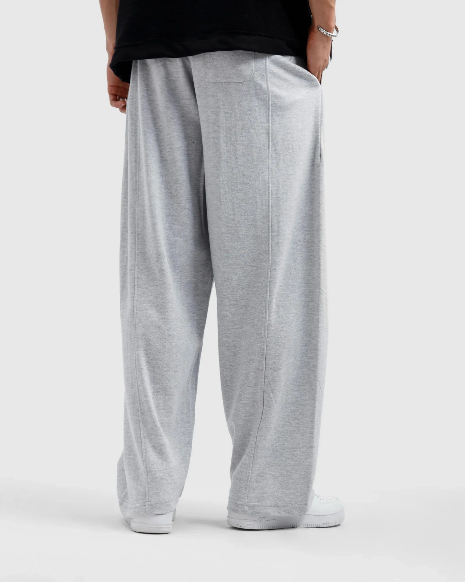 Light Grey Cotton Jersi Straight Fit Trouser