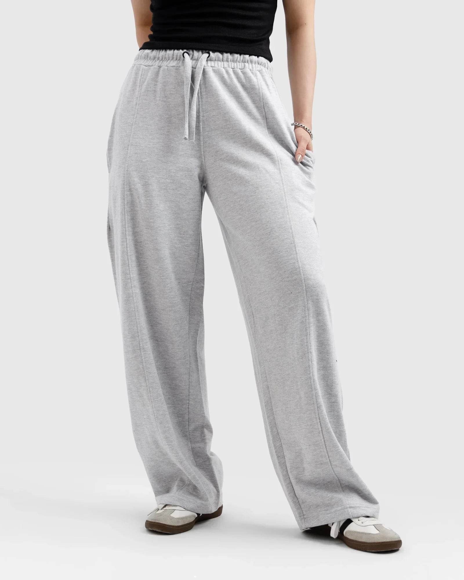 Light Grey Cotton Jersi Straight Fit Trouser