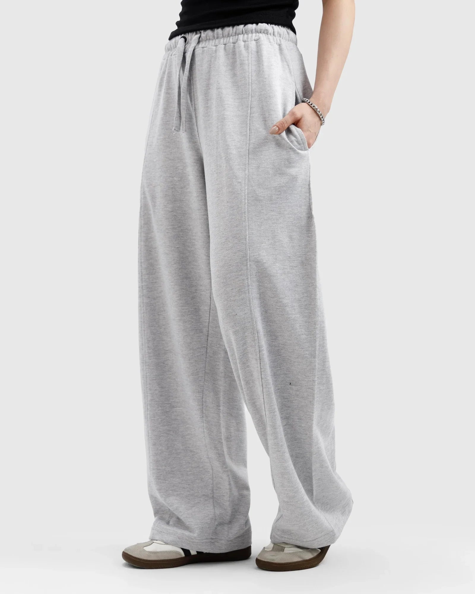 Light Grey Cotton Jersi Straight Fit Trouser
